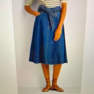 Lauren by Ralph Lauren Denim Full A Line Midi Skirt